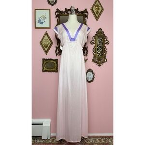 Vintage Pastel Pink Purple Maxi Nightgown Small Medium